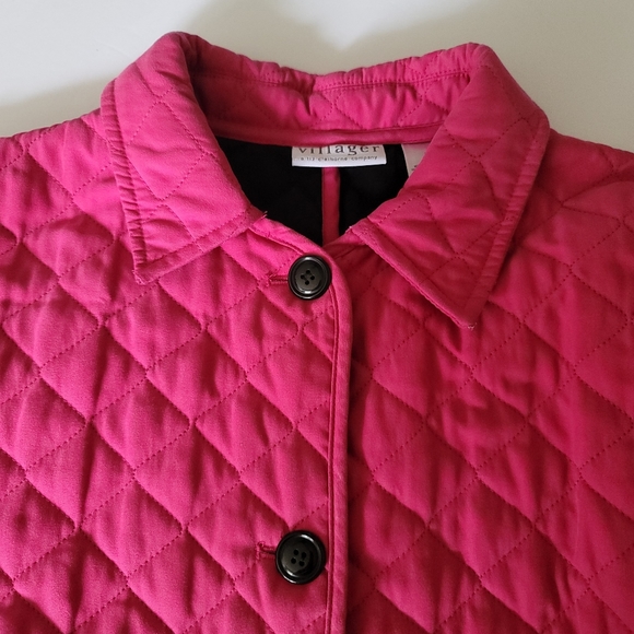 Villager by Liz Claiborne pink quilted jacket size M button front lightweight - Picture 2 of 10